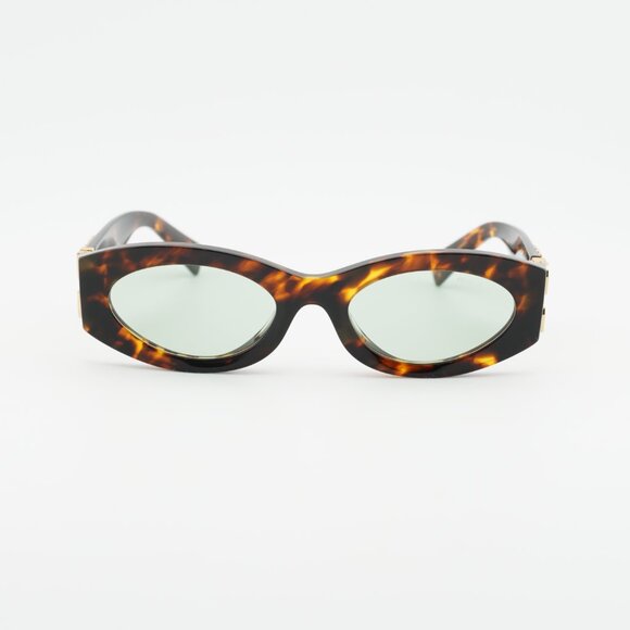 Miu Miu MU11WS 14L50O Sunglasses Honey Havana Oval Frame, Light Green Lenses main image 6